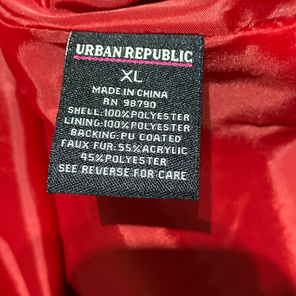 Urban Republic Women's XL Plaid Double Breasted‎ Pea Coat Faux Fur Hood Pockets - Picture 13 of 14